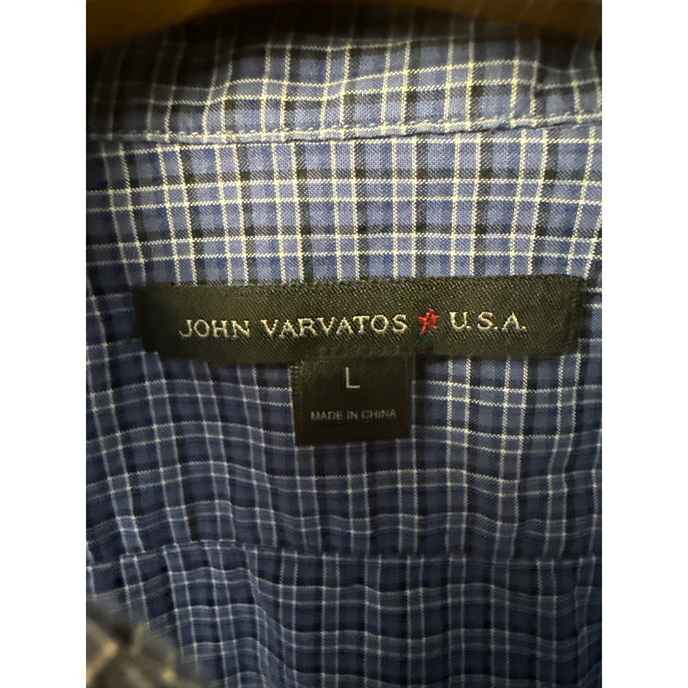 John Varvatos USA Blue Micro‎ Check Long Sleeve Button Down Career Shirt Mens L - Picture 3 of 10
